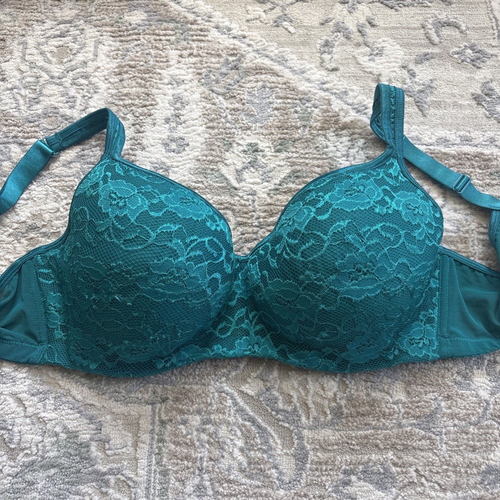 Fashion Bug Bra Lace Floral Full Coverage UW Balconette blue Size 42DD